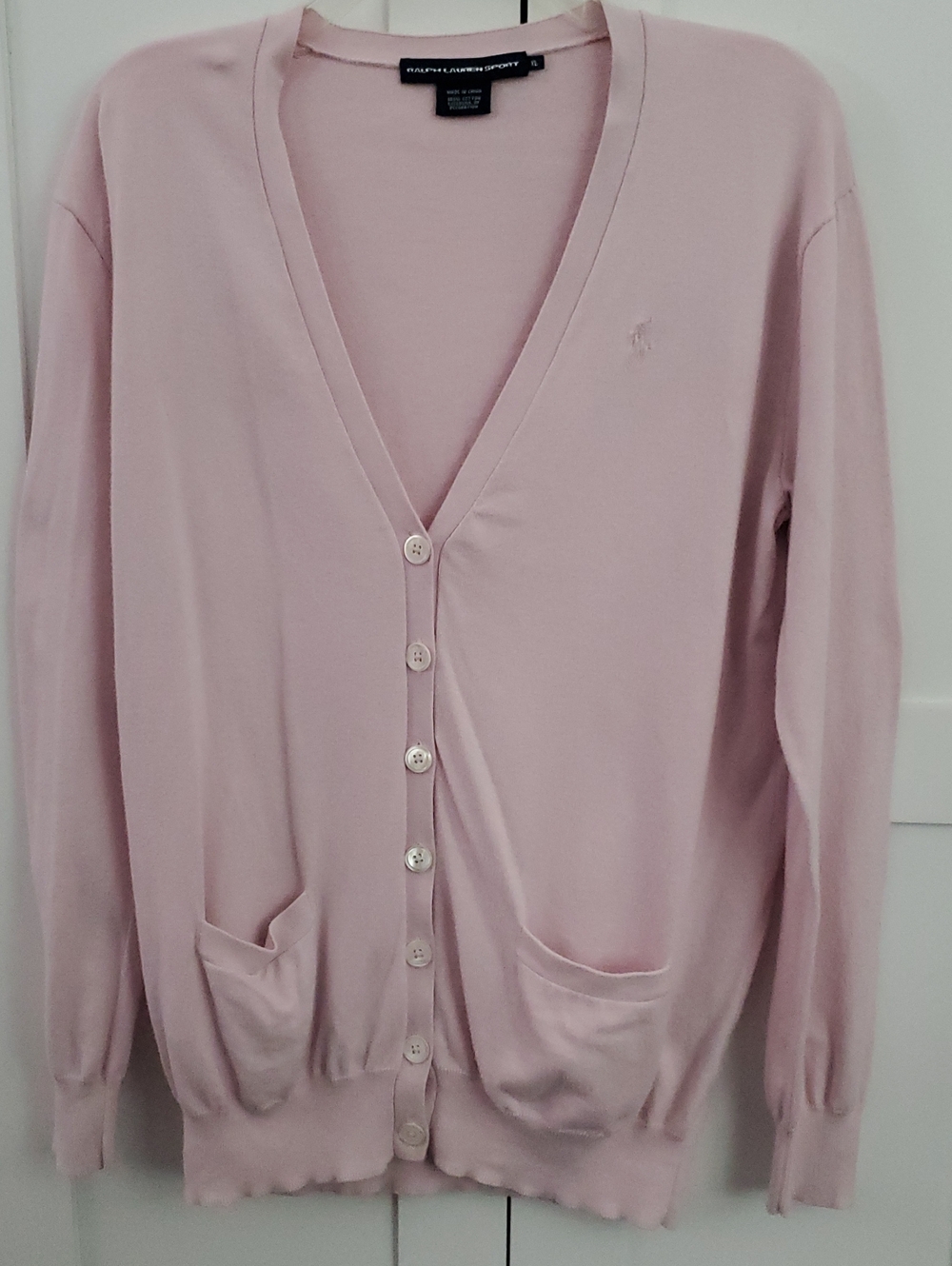 Ralph Lauren Light Pink V-Neck Button Cardigan